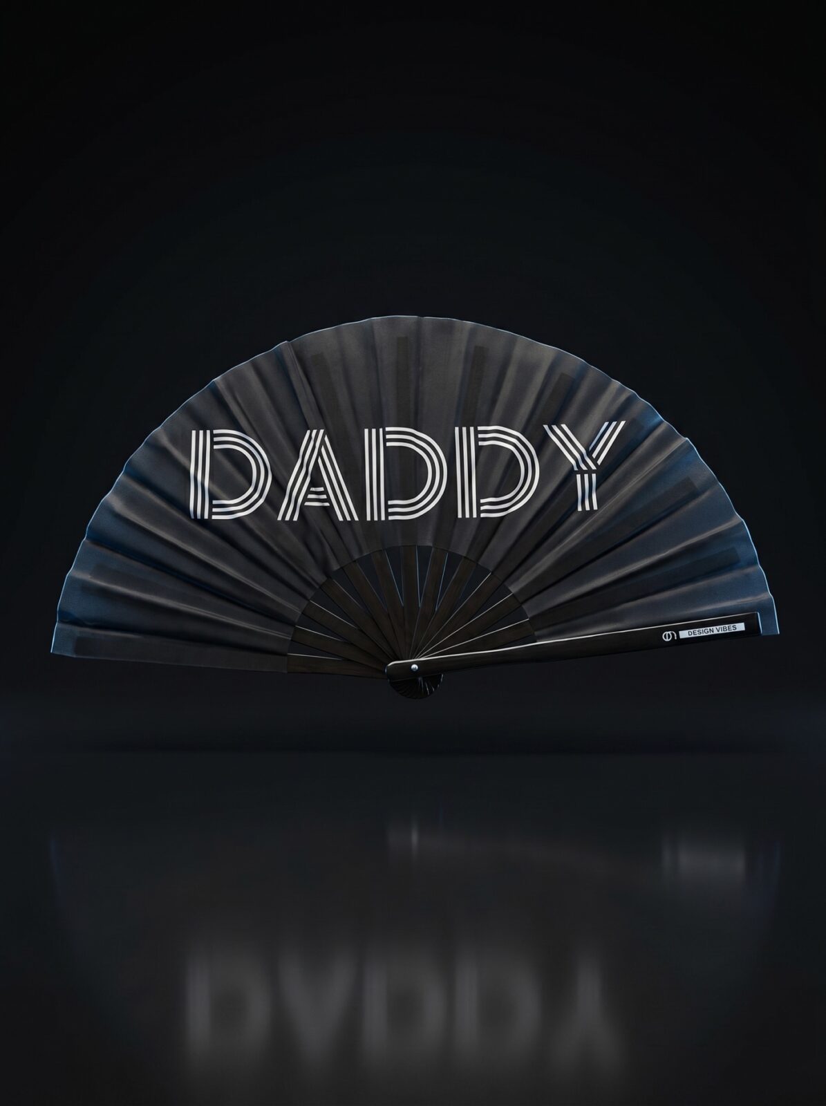 Festival Fan « DADDY » en noir – Accessoire Rave & Pride