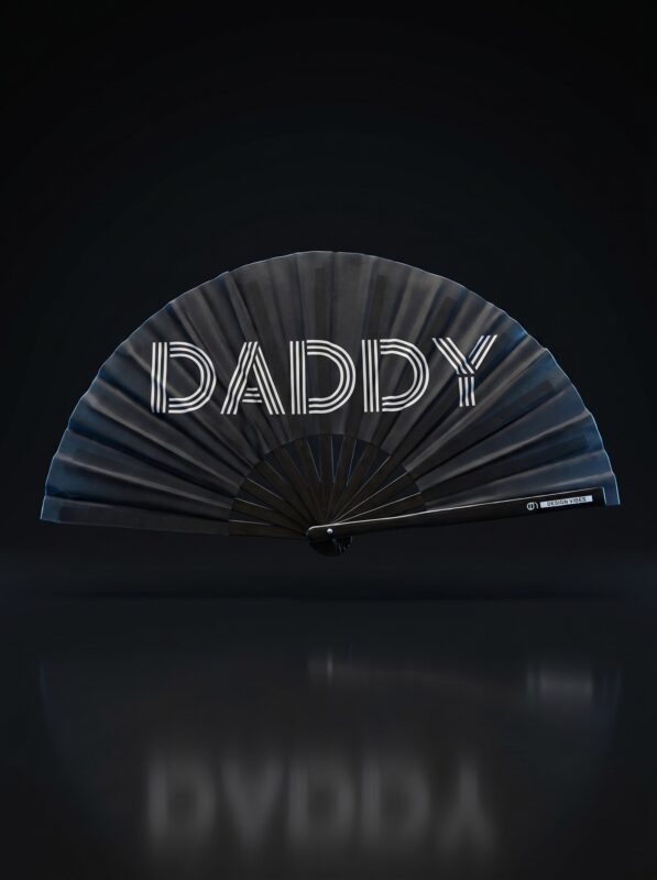 Festival Fan "DADDY" en noir - Accessoire Rave & Pride