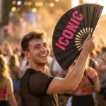 Festival Fan « ICONIC » en noir/rose – Rave Statement – Affichage 3