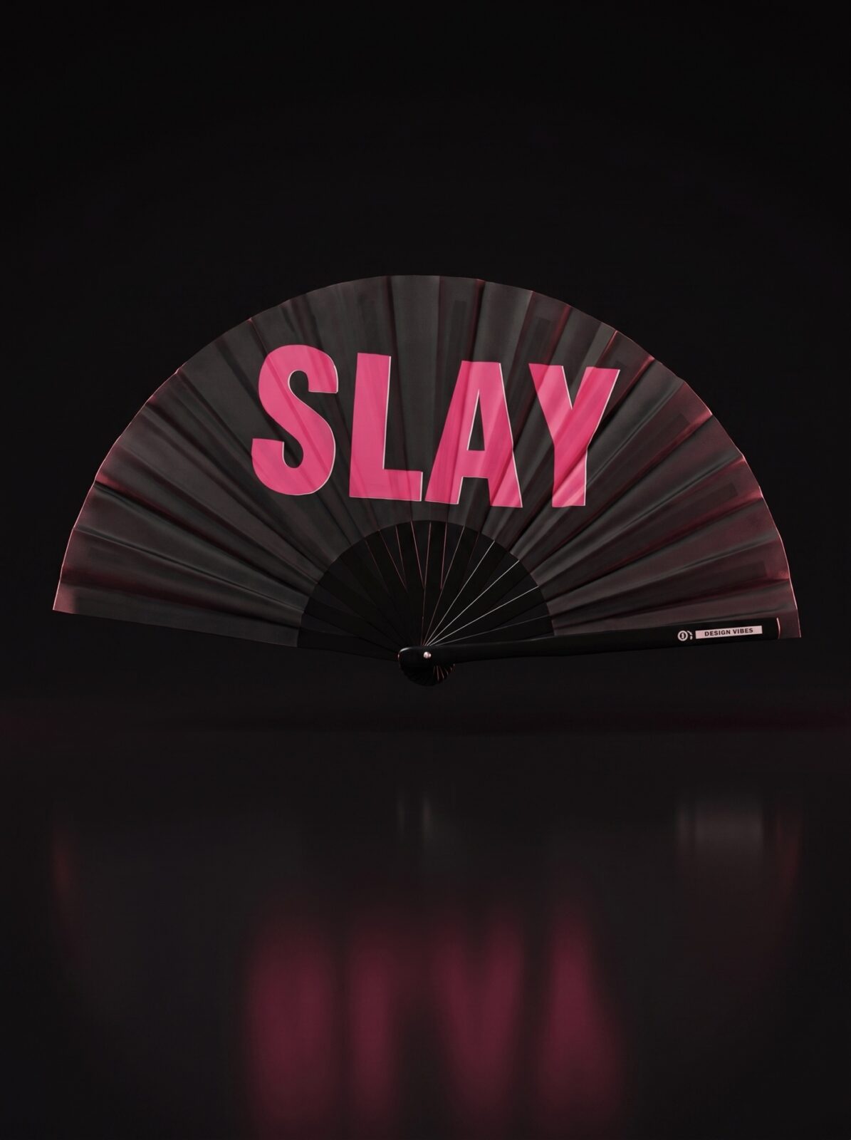 Éventail Festival « SLAY » en noir/rose – Accessoire Pride & Rave