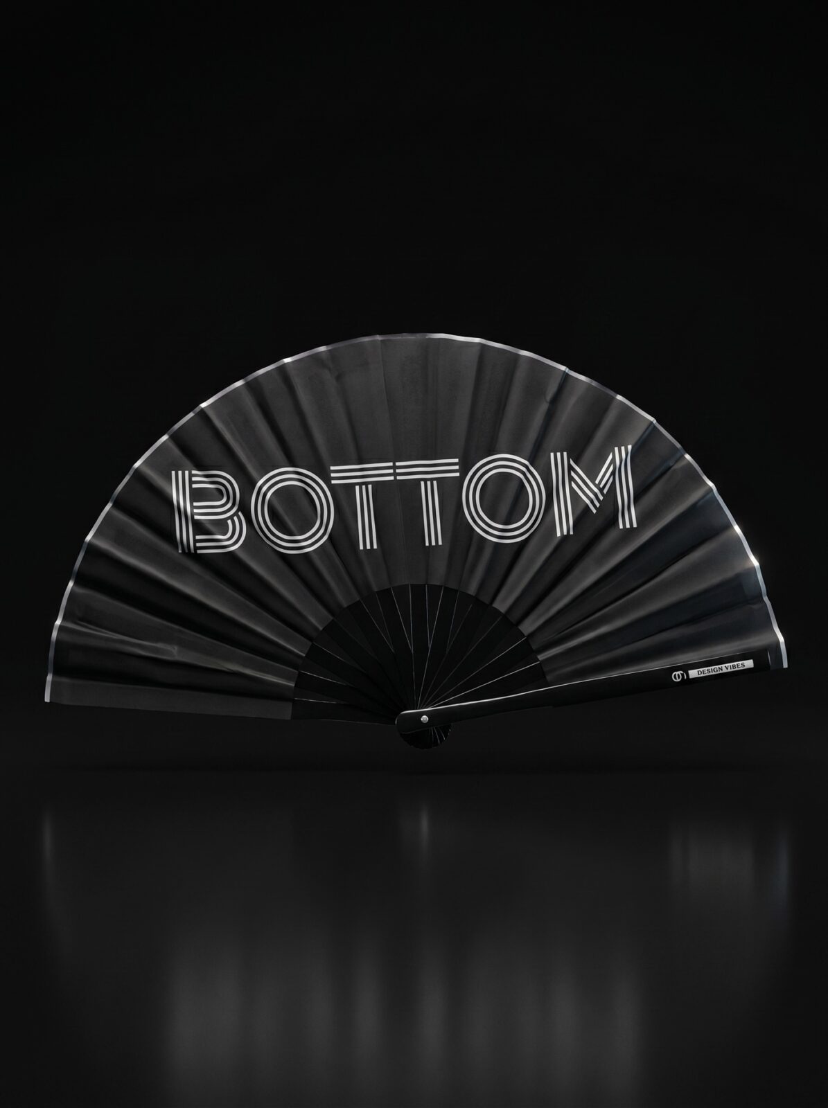 Éventail Festival « BOTTOM » en noir – Accessoire Pride & Rave