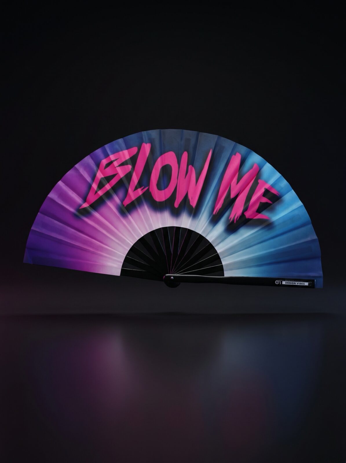 Éventail Festival « BLOW ME » en violet-bleu – Accessoire Rave & Pride