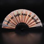 Festival Fan « MAKE ME SWEAT » holographique or rose – Rave – Affichage 1