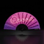 Éventail Festival « Queen » Rose-Violet Galaxie Paillettes – Rave & Pride – Affichage 1