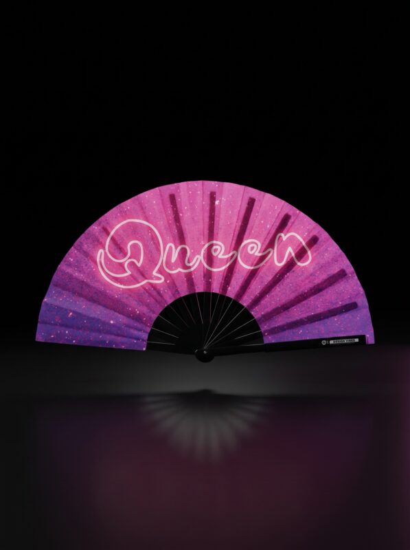 Éventail Festival "Queen" Rose-Violet Galaxie Paillettes - Rave & Pride