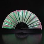Festival Fan Holographique Vert – accessoire iridescent Rave – Affichage 1