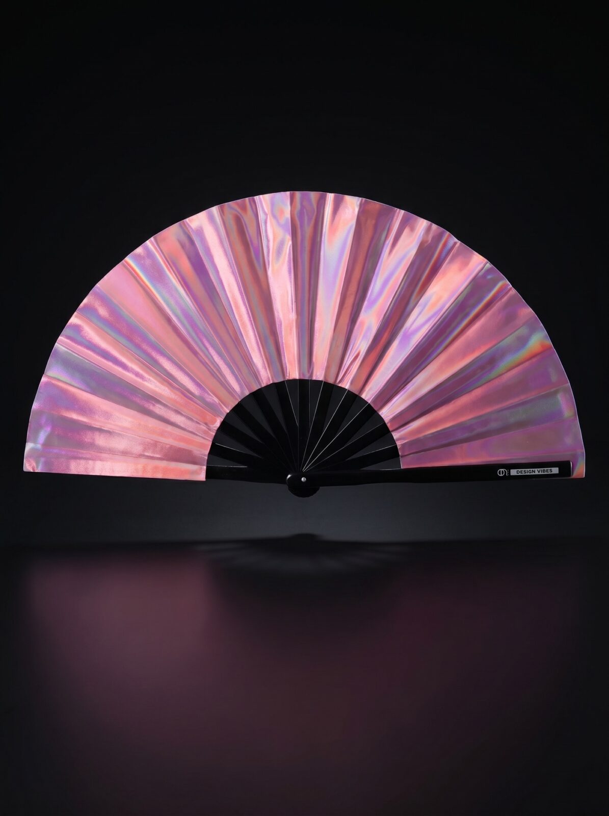 Éventail Festival Holographique Rose – accessoire Pride iridescent