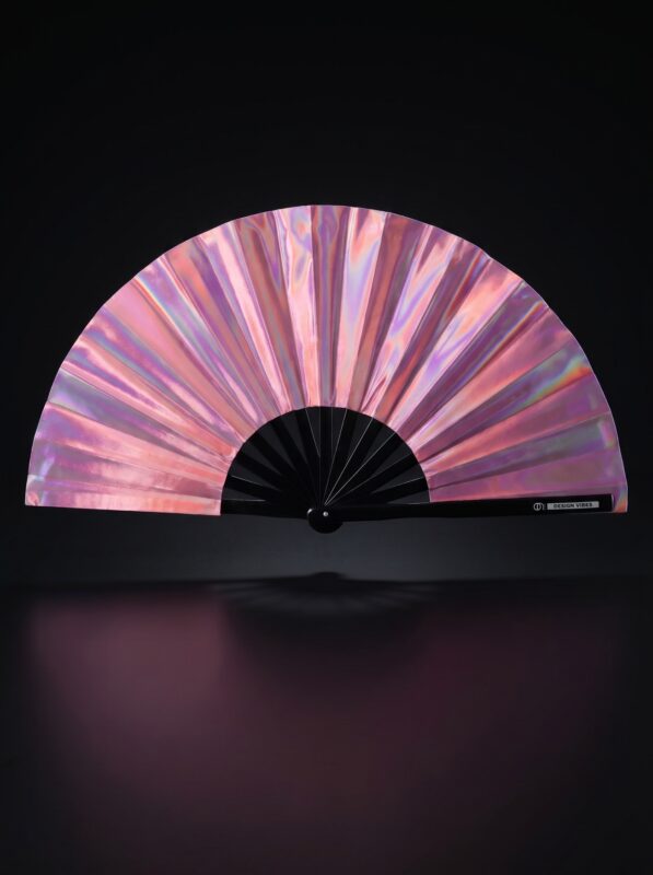 Éventail Festival Holographique Rose - accessoire Pride iridescent