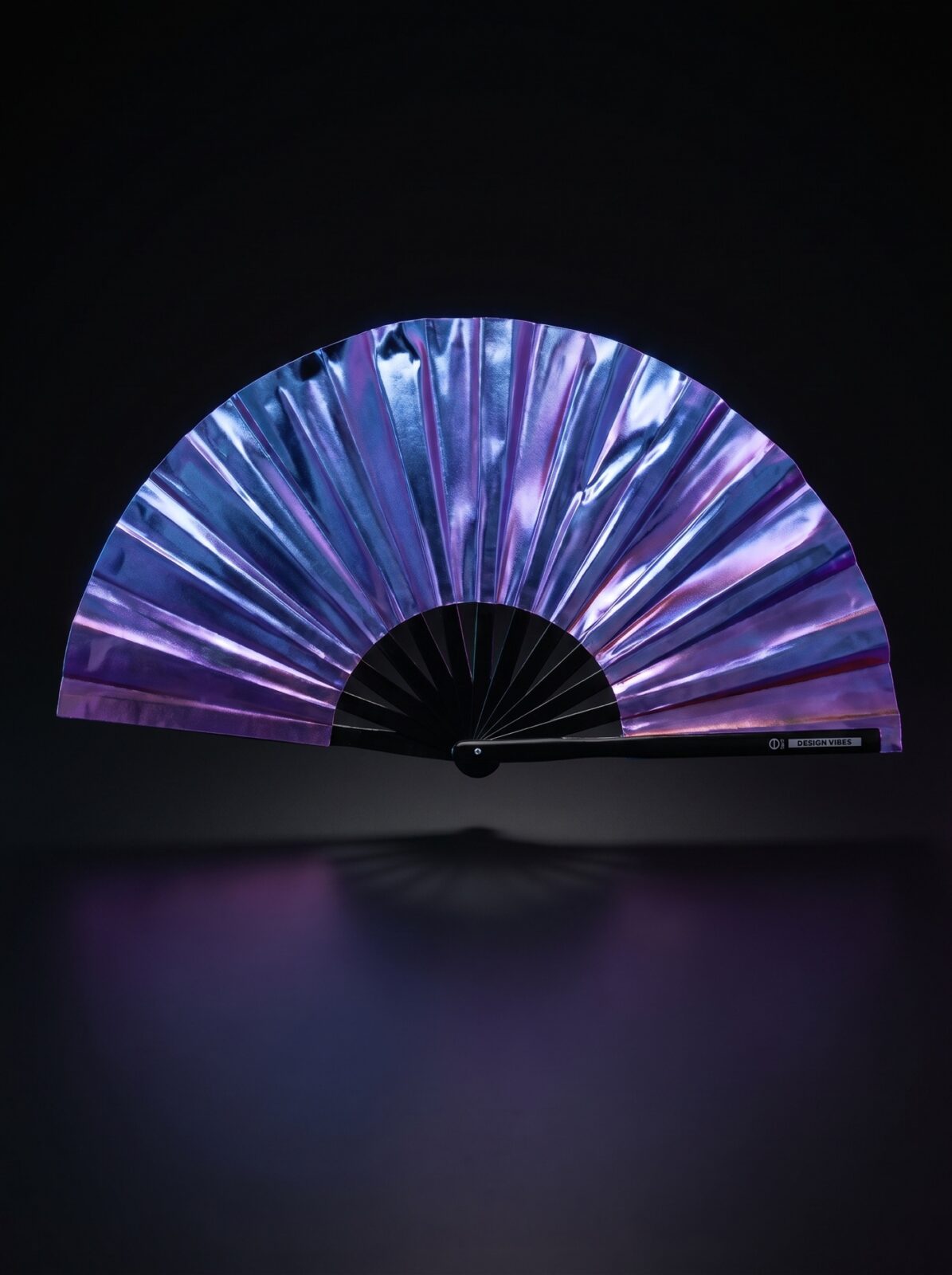 Festival Fan Holographique Bleu-Violet Métallisé – Accessoire Rave