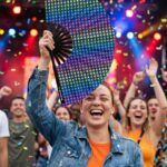 Festival Fan bleu foncé avec des cœurs arc-en-ciel – Pride & Pride – Affichage 4