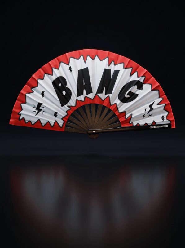 Festival Fan "BANG" bande dessinée en rouge et blanc - Rave & Party Accessoire