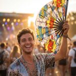 Festival Fan « ZAP BOOM POW » Jaune Comic – Rave & Party – Affichage 3