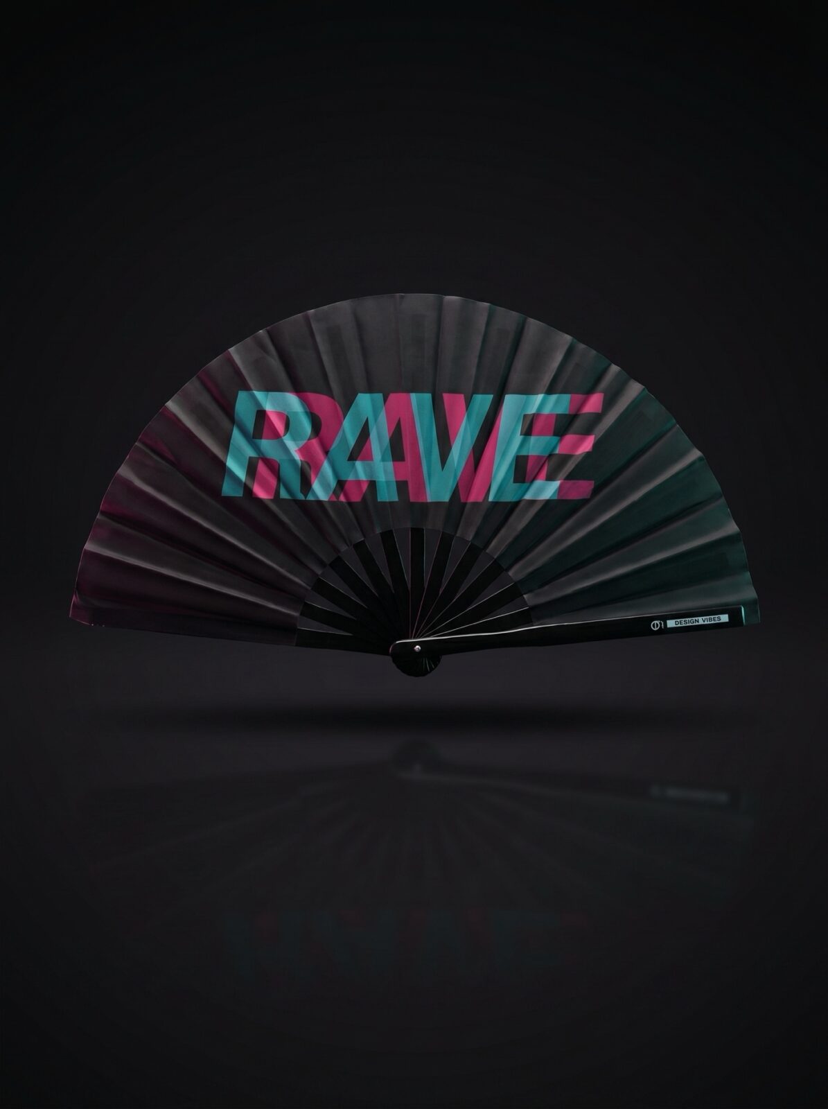 Festival Fan « RAVE » Noir Teal-Pink – Techno & Rave Accessoire