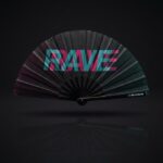 Festival Fan « RAVE » Noir Teal-Pink – Techno & Rave Accessoire – Affichage 1