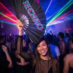 Festival Fan « TECHNO » Noir Teal-Pink – Techno & Rave – Affichage 2