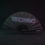 Festival Fan « TECHNO » Noir Teal-Pink – Techno & Rave – Affichage 1