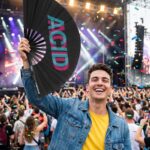 Festival Fan « ACID » Noir Teal-Pink – Techno & Rave Accessoire – Affichage 4