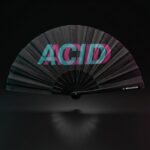 Festival Fan « ACID » Noir Teal-Pink – Techno & Rave Accessoire – Affichage 1