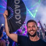 Festival Fan « DADDY » en noir – Accessoire Rave & Pride – Affichage 2