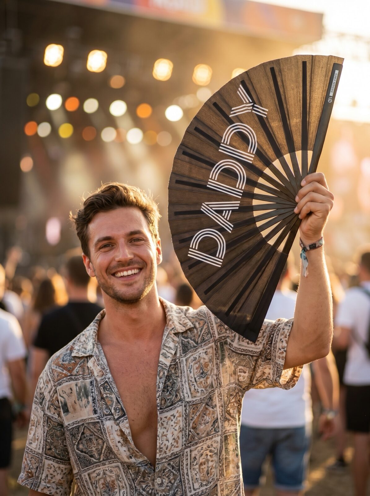 Festival Fan « DADDY » en noir – Accessoire Rave & Pride – Affichage 3