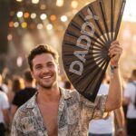 Festival Fan « DADDY » en noir – Accessoire Rave & Pride – Affichage 3