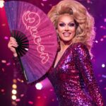 Éventail Festival « Queen » Rose-Violet Galaxie Paillettes – Rave & Pride – Affichage 5