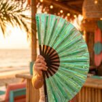 Festival Fan Holographique Vert – accessoire iridescent Rave – Affichage 6