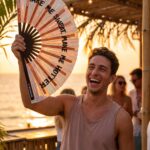 Festival Fan « MAKE ME SWEAT » holographique or rose – Rave – Affichage 6