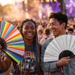 Éventail de festival argent pailleté – accessoire scintillant Rave & Pride – Affichage 6