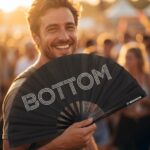 Éventail Festival « BOTTOM » en noir – Accessoire Pride & Rave – Affichage 3