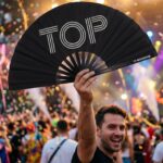Festival Fan « TOP » en noir – Rave & Pride Statement – Affichage 4