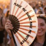Festival Fan « MAKE ME SWEAT » holographique or rose – Rave – Affichage 3