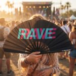 Festival Fan « RAVE » Noir Teal-Pink – Techno & Rave Accessoire – Affichage 5