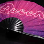 Festival Fan « Queen » rose-violet, galaxie aux paillettes, Rave & Pride, Affichage 6