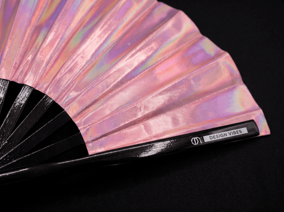 Festival Fan holographique rose, accessoire Pride irisé, Affichage 10