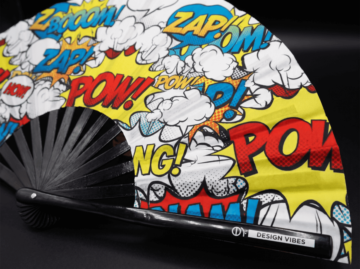 Festival Fan « ZAP BOOM POW » Jaune comic, Rave et fête, Affichage 8
