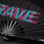 Festival Fan « RAVE » noir, bleu sarcelle et rose, accessoire Techno & Rave, Affichage 8
