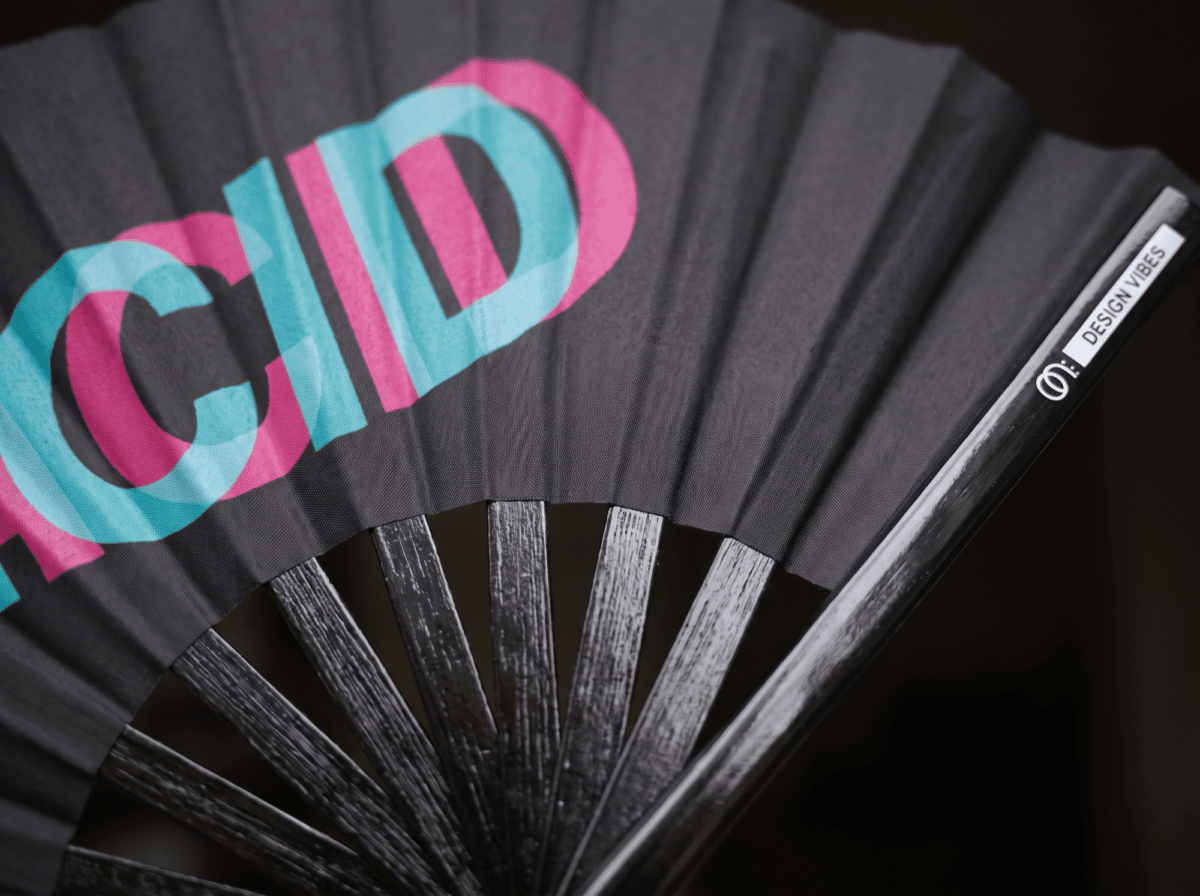 Festival Fan « ACID » Noir Teal-Pink – Techno & Rave Accessoire, Affichage 6