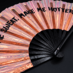 Festival Fan « MAKE ME SWEAT » holographique or rose, Rave, Affichage 8