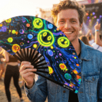 Festival Fans « Neon Acid Smileys » noirs pour la Techno et la Rave, Affichage 3