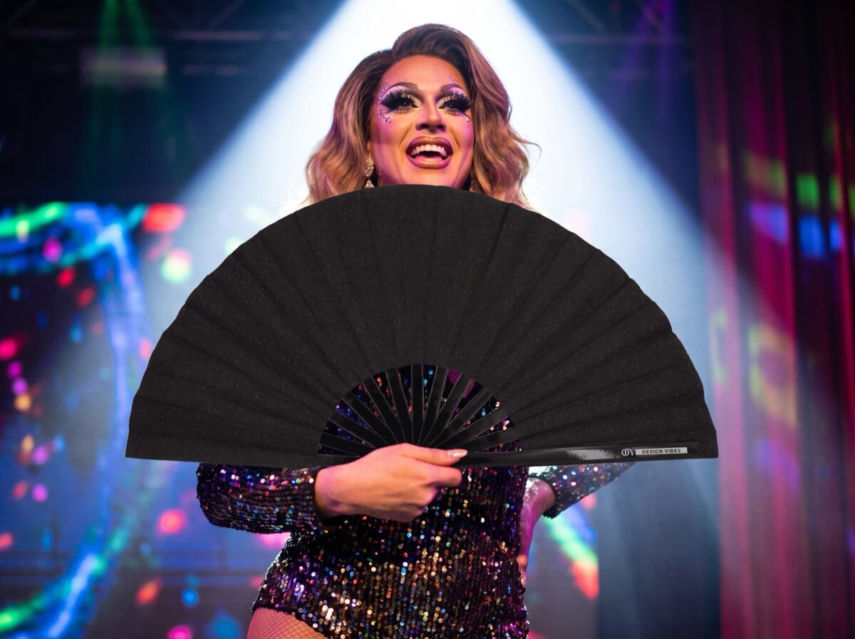 Festival Fan noir à paillettes, accessoire chic pour les raves et la Pride, Affichage 5