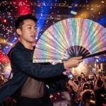 Festival Fans holographiques avec paillettes en forme d&rsquo;arc-en-ciel pastel pour les festivals et les Raves, Affichage 4