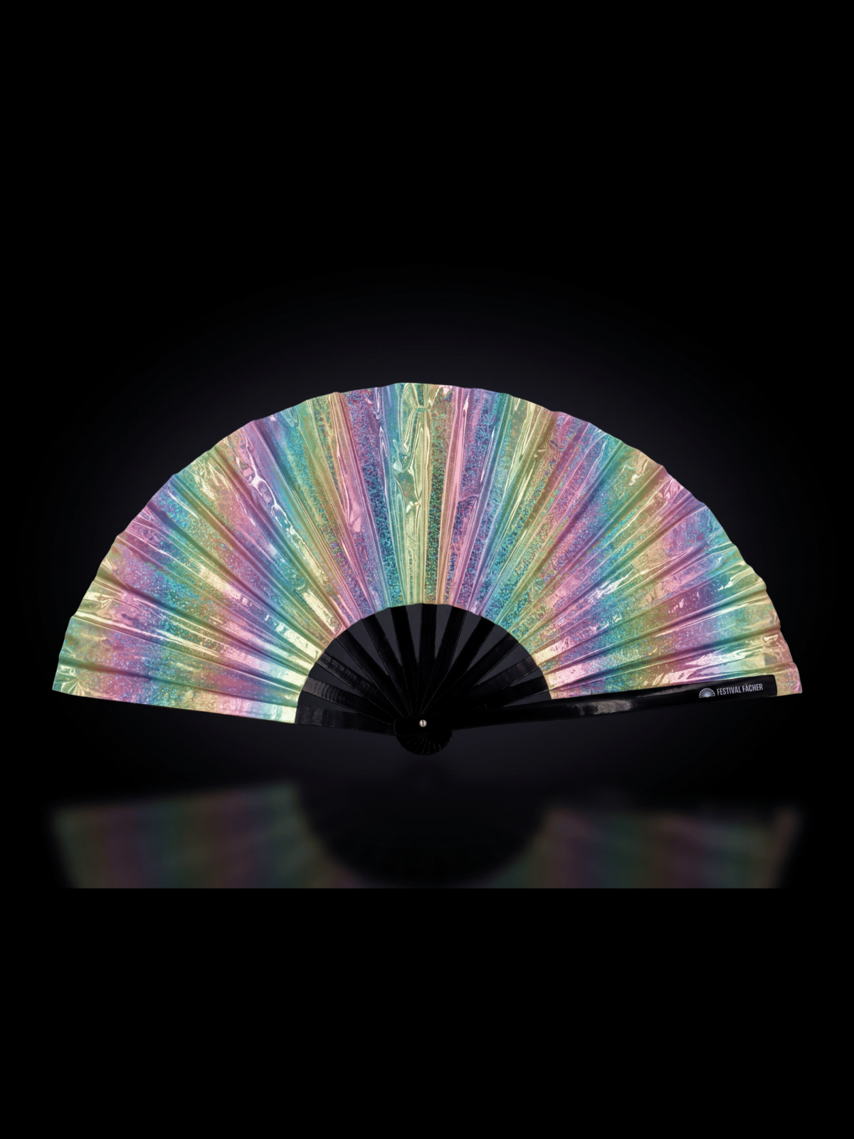 Festival Fans holographiques avec paillettes en forme d&rsquo;arc-en-ciel pastel pour les festivals et les Raves