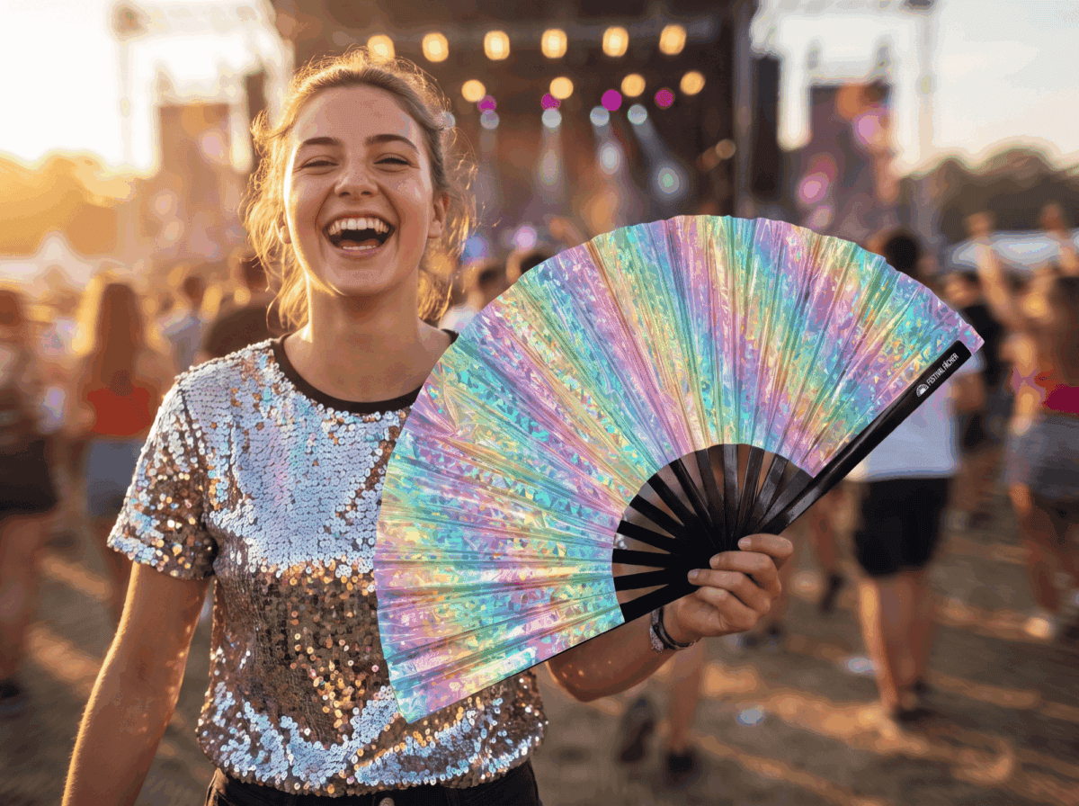 Festival Fans Holo Cristal Pastel pour les Raves et les festivals, Affichage 3