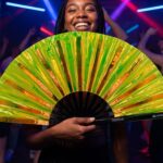 Festival Fans holographiques transparents vert fluo pour les Raves et la Techno, Affichage 2