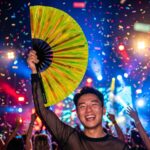 Festival Fans holographiques transparents vert fluo pour les Raves et la Techno, Affichage 4