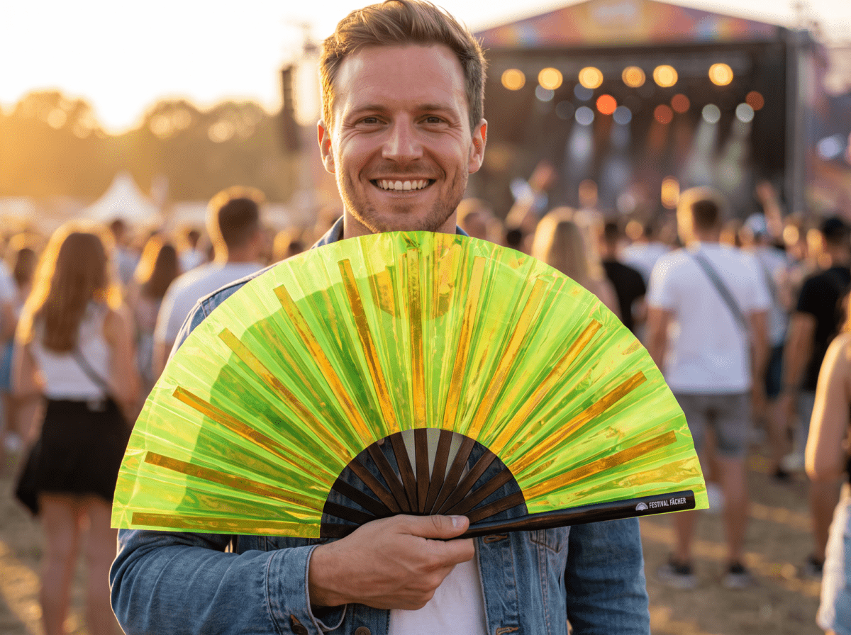 Festival Fans holographiques transparents vert fluo pour les Raves et la Techno, Affichage 3