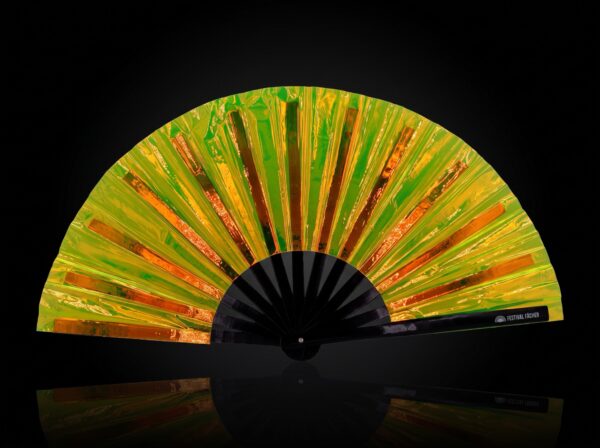 Festival Fans holographiques transparents vert fluo pour les Raves et la Techno
