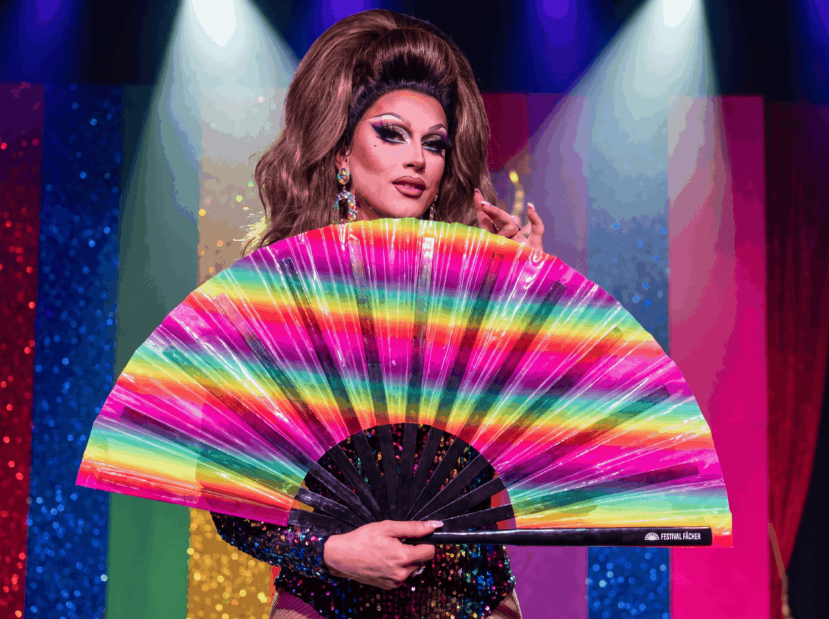 Festival Fans transparents avec des bandes arc-en-ciel pour la Pride et la CSD, Affichage 5