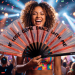 Festival Fan « IF LOST, COME DANCE WITH ME » en cuivre holographique pour les festivals et les Raves, Affichage 4
